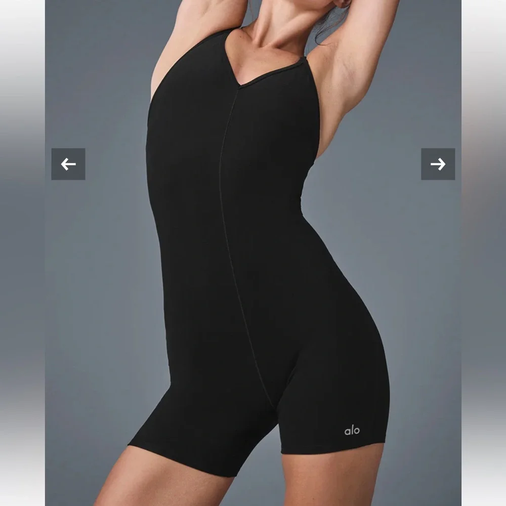 ALO Yoga Black Fitted Romper Jumpsuit